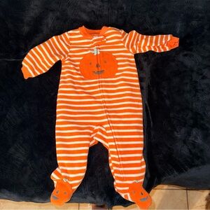 Orange Striped Pumpkin Baby Warm Pj